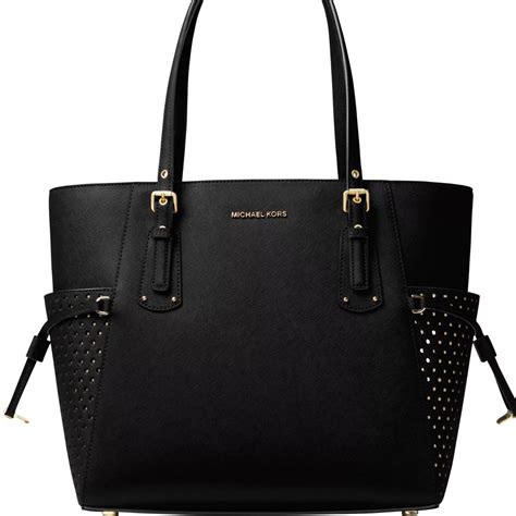 michael kors voyager east west tote black|logo voyager east west tote.